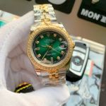 Two Tone Green Face Replica Rolex Datejust Jubilee Watch 8215 Movement
